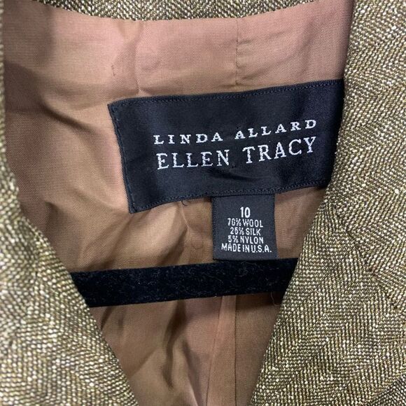 Linda Allard Ellen Tracy Wool Silk Mix Zipper Short Sleeve Blazer Jacket Size 10 - Picture 3 of 5